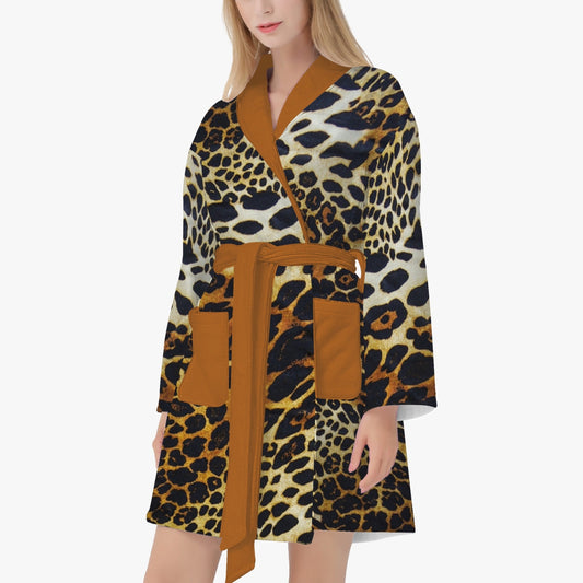 SPORTY MOB WIFE - Full Leopard print - Women's Loose-fitting Bathrobe