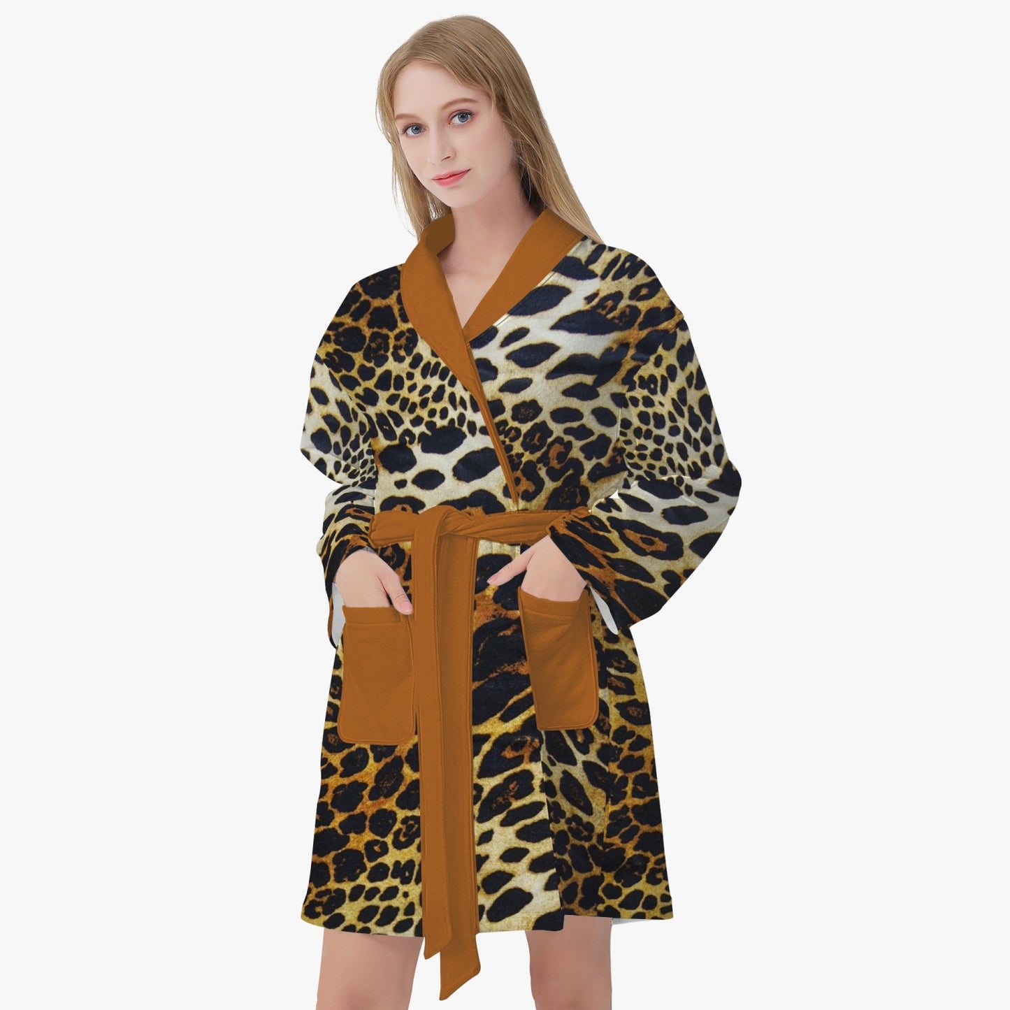 SPORTY MOB WIFE - Full Leopard print - Women's Loose-fitting Bathrobe