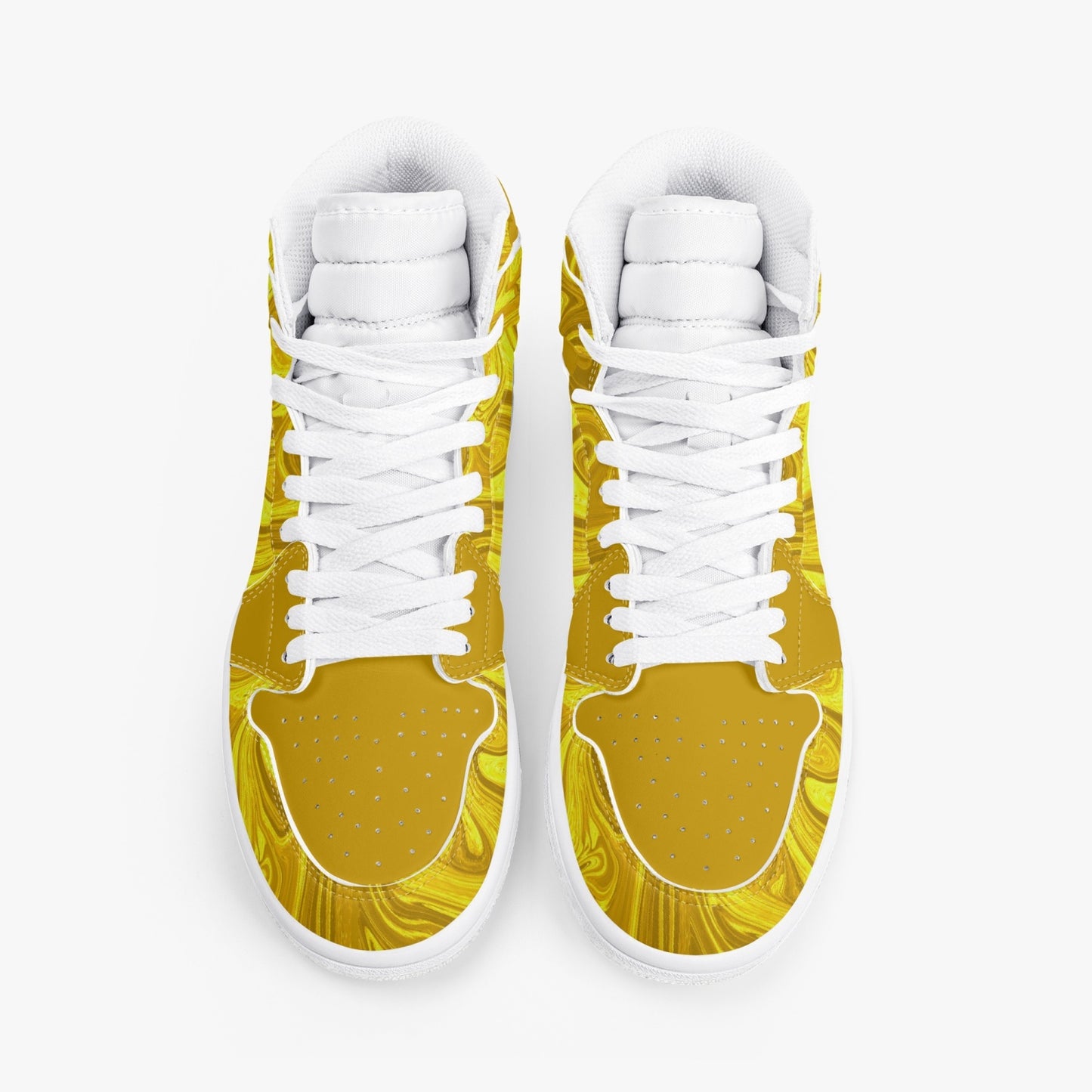 Golden Liquids High-Top Leather Sneakers - Gold w/ White Sole