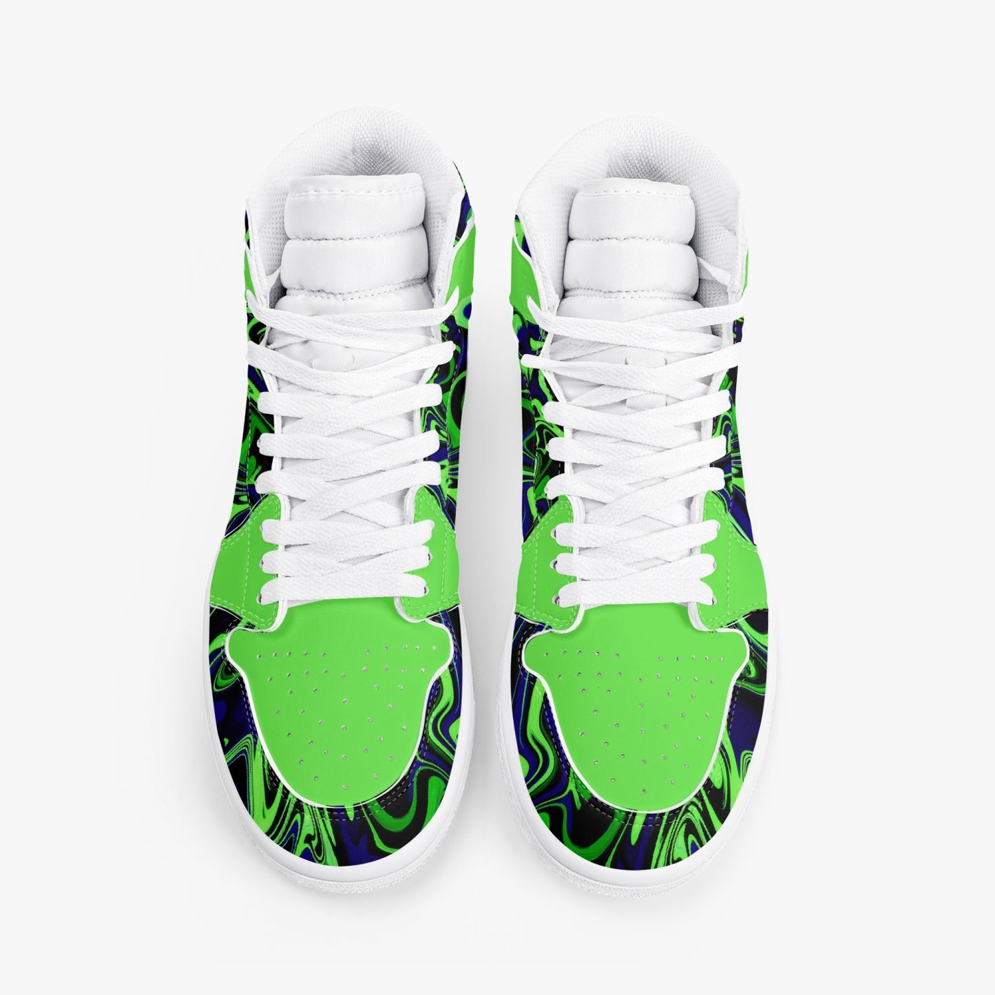 Aqua Liquids - High-Top Leather Sneakers - Green/ White Sole