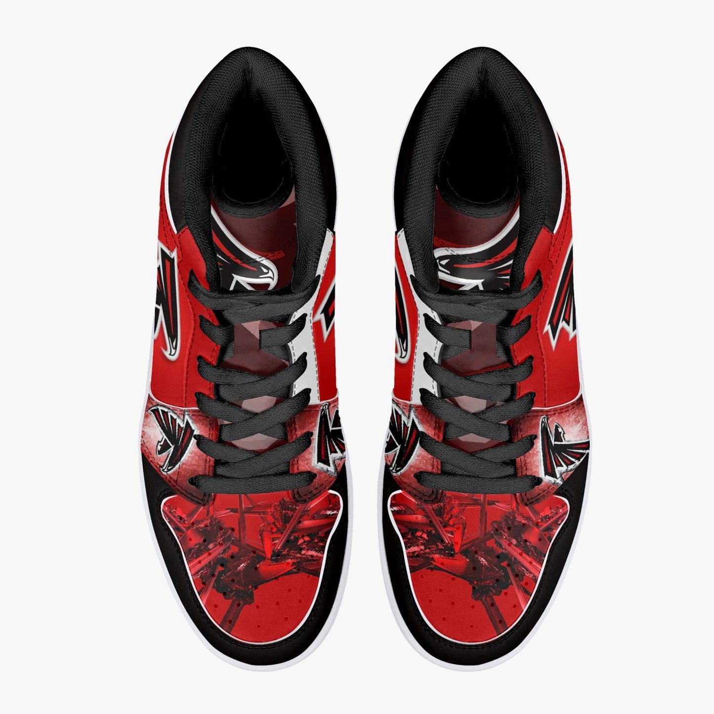 ATL Falcons - High-Top Leather Sneakers - Red - White / Black Sole