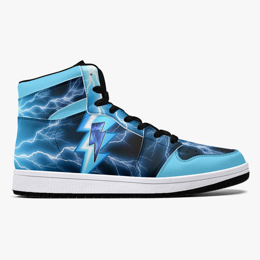 BOLTZ - Blue ThunderOne  - High-Top Leather Sneakers - White / Black Sole