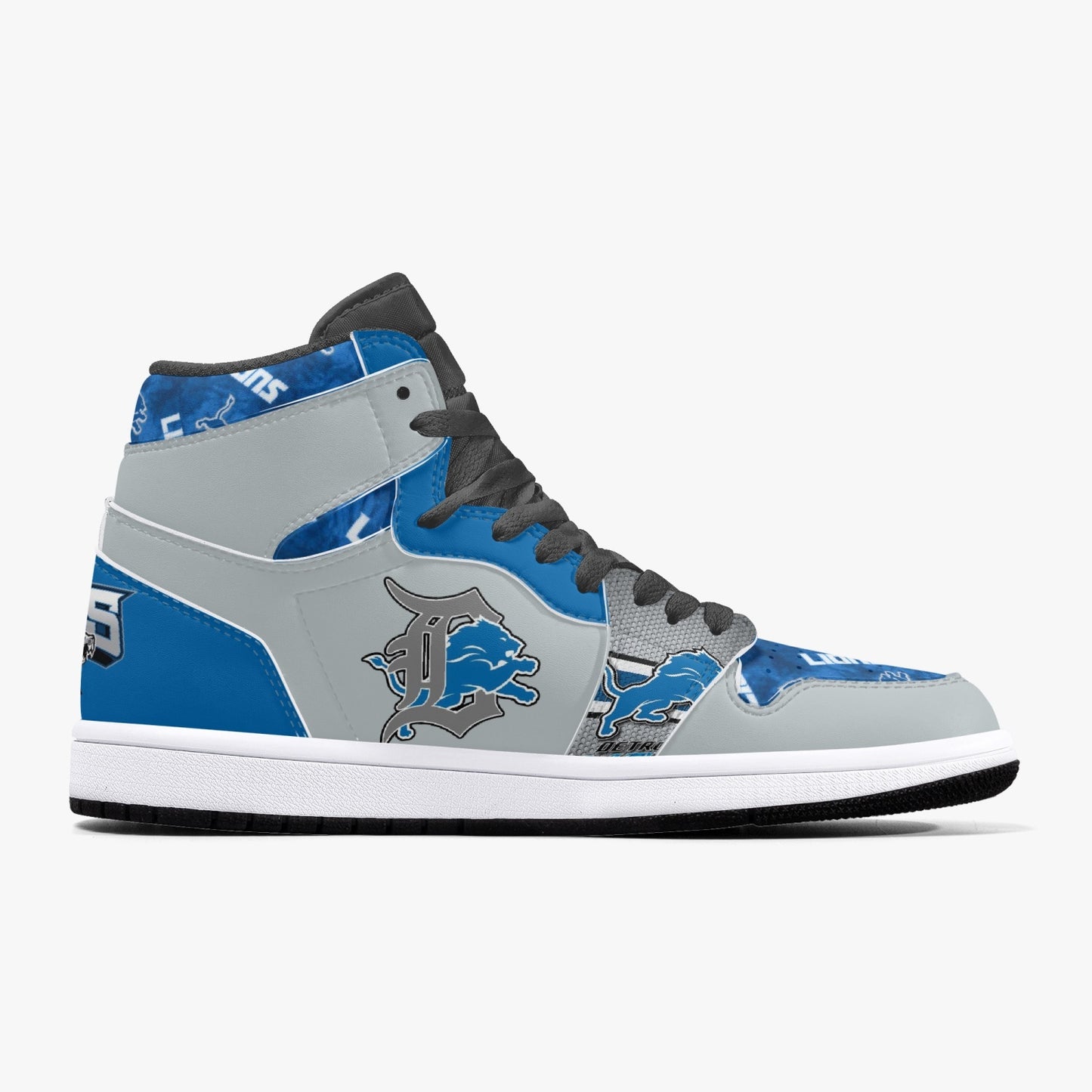 NFL Playoff Collection - Detroit Lions - Grey Leather Sneakers