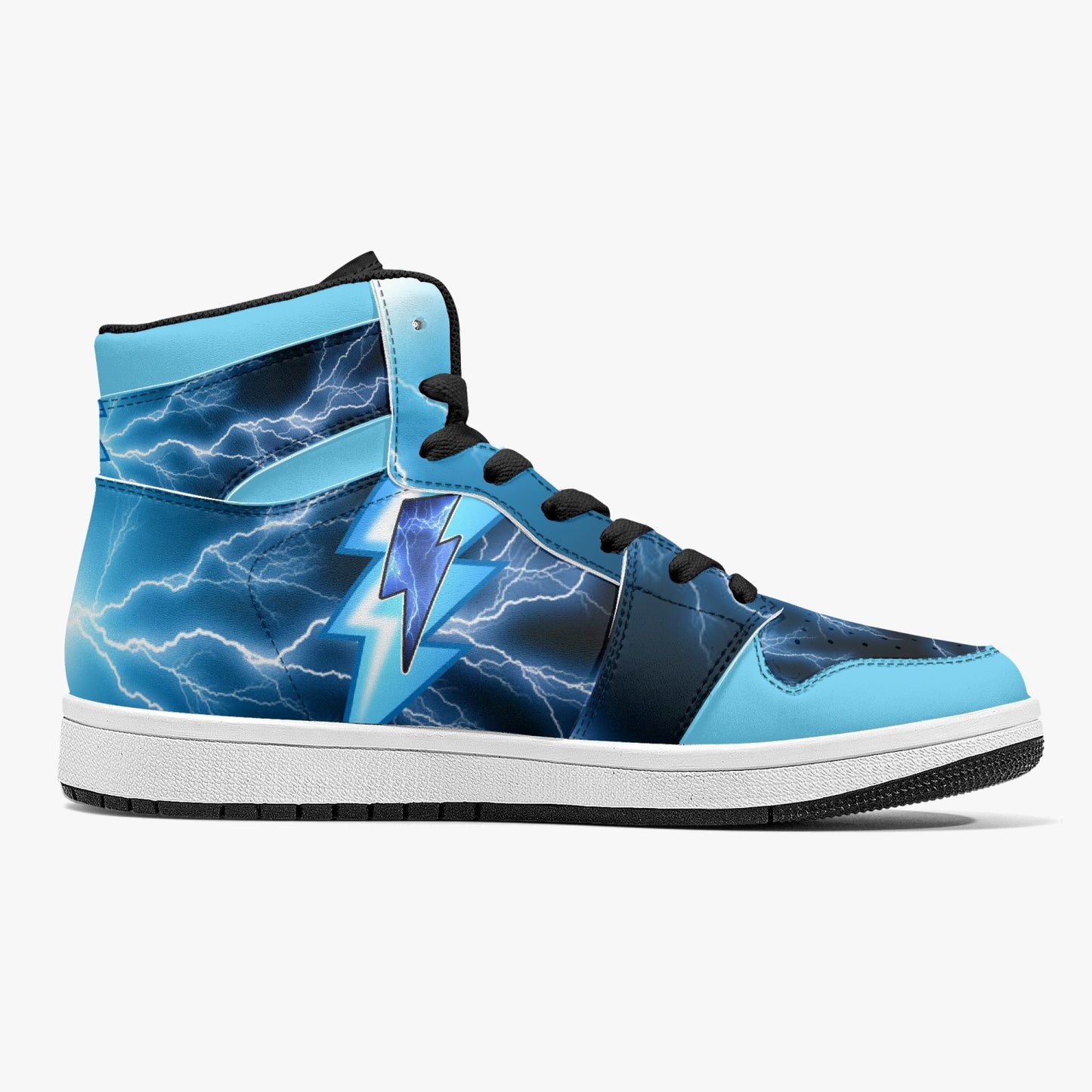 BOLTZ - Blue ThunderOne  - High-Top Leather Sneakers - White / Black Sole