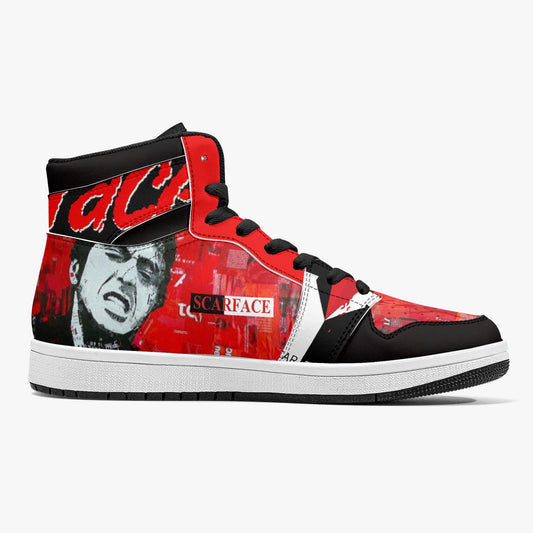 Scarface Reds - High-Top Leather Sneakers - White / Black Sole