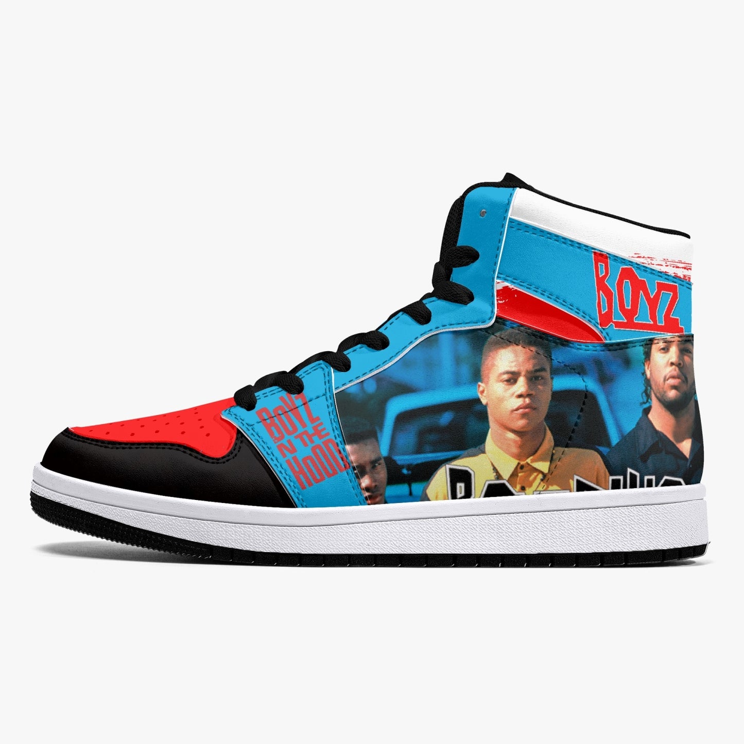 Boyz N The Hood - High-Top Leather Sneakers - White / Black Sole