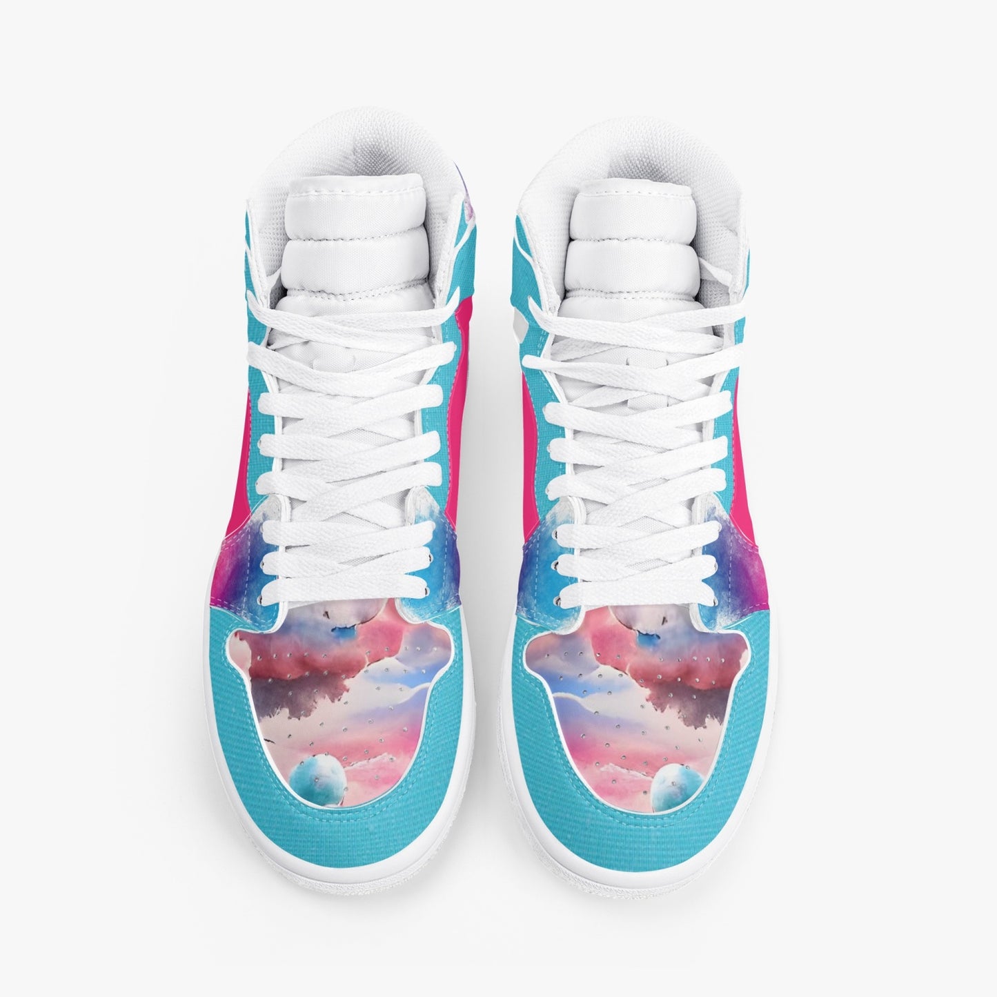 Cotton Candy - High-Top Leather Sneakers - White