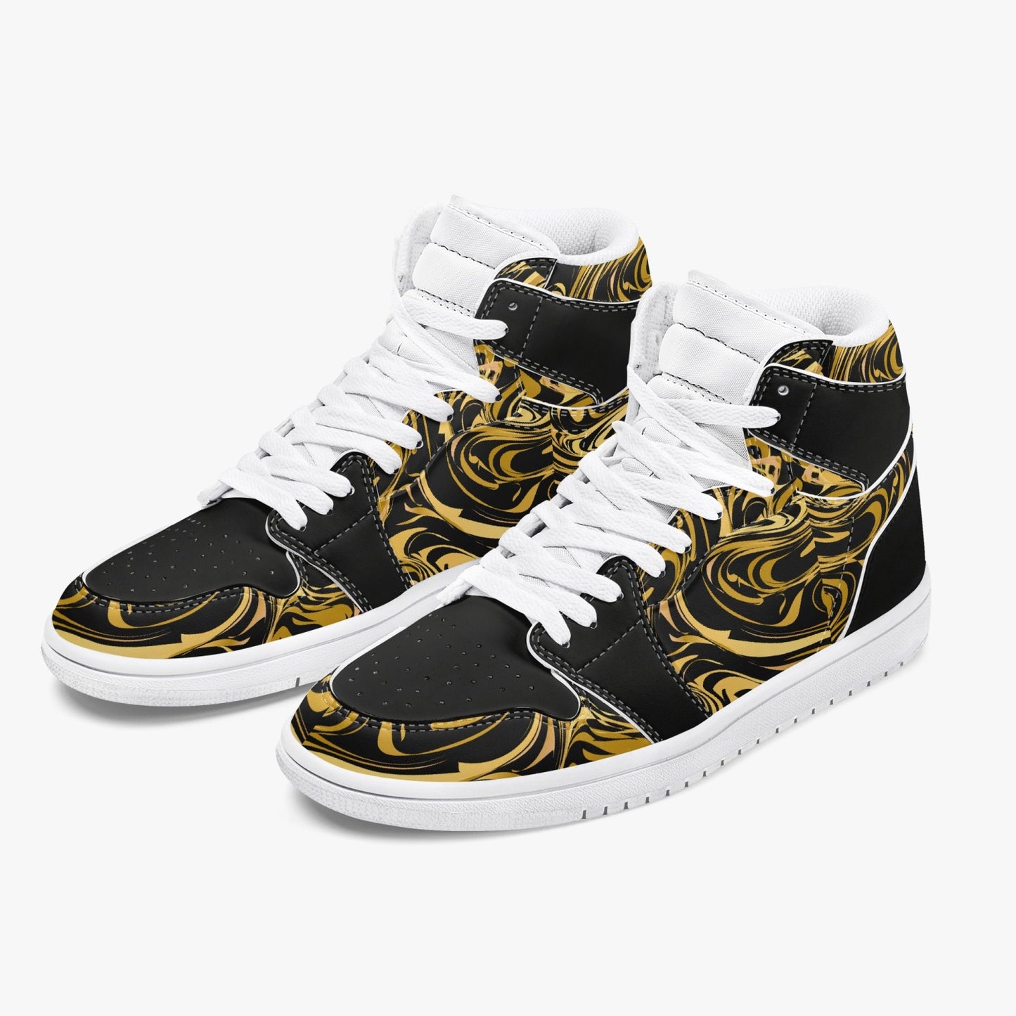 Golden Blackout Liquids High-Top Leather Sneakers - Black W/  White Sole