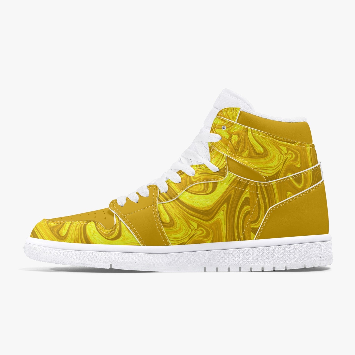 Golden Liquids High-Top Leather Sneakers - Gold w/ White Sole