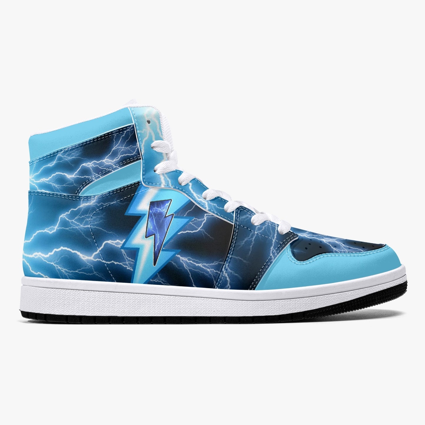 BOLTZ - Blue ThunderOne  - High-Top Leather Sneakers - White / Black Sole